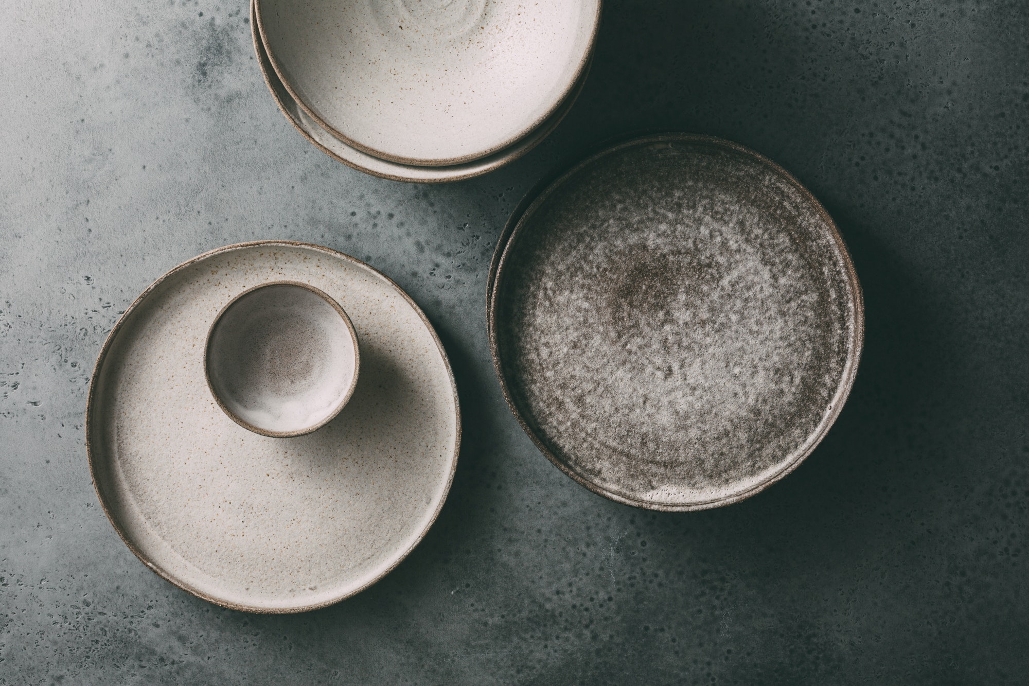 Empty ceramic bowls and plates