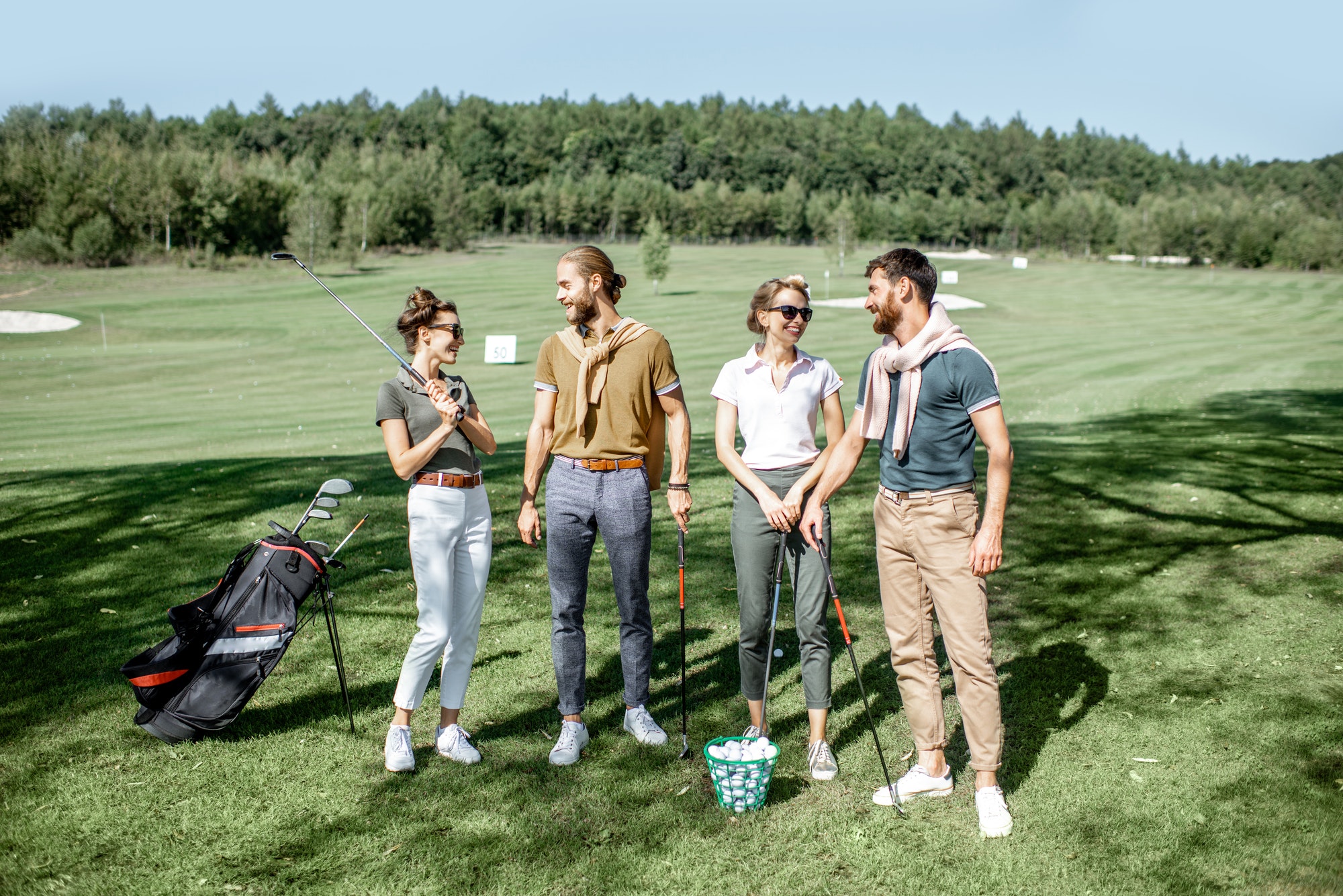 Young friends on the golf course