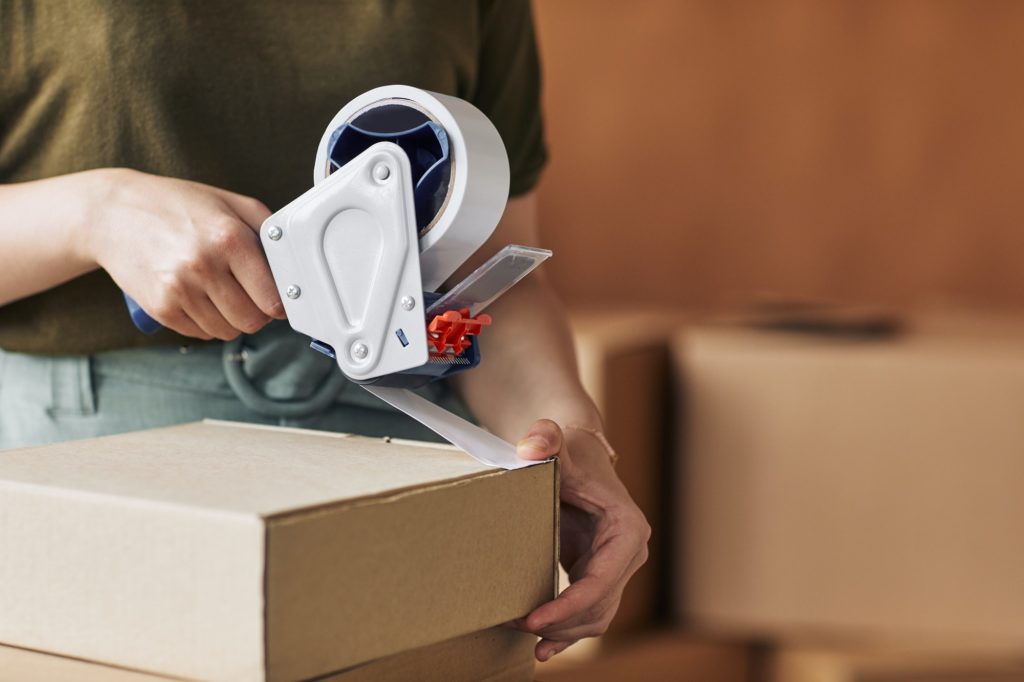 Woman packing packages