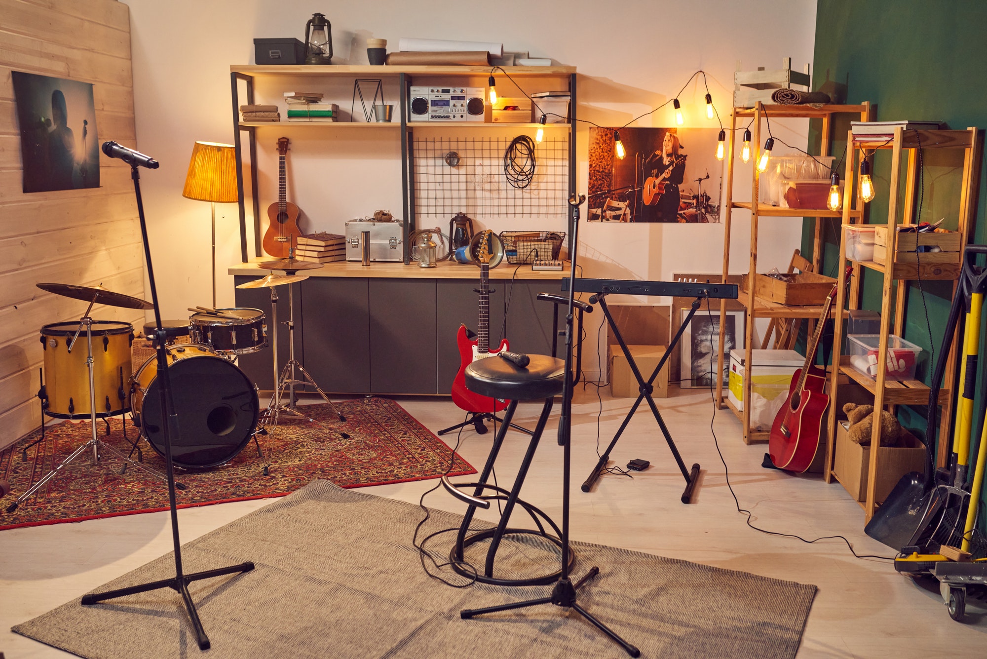 Interior of large studio of music recording