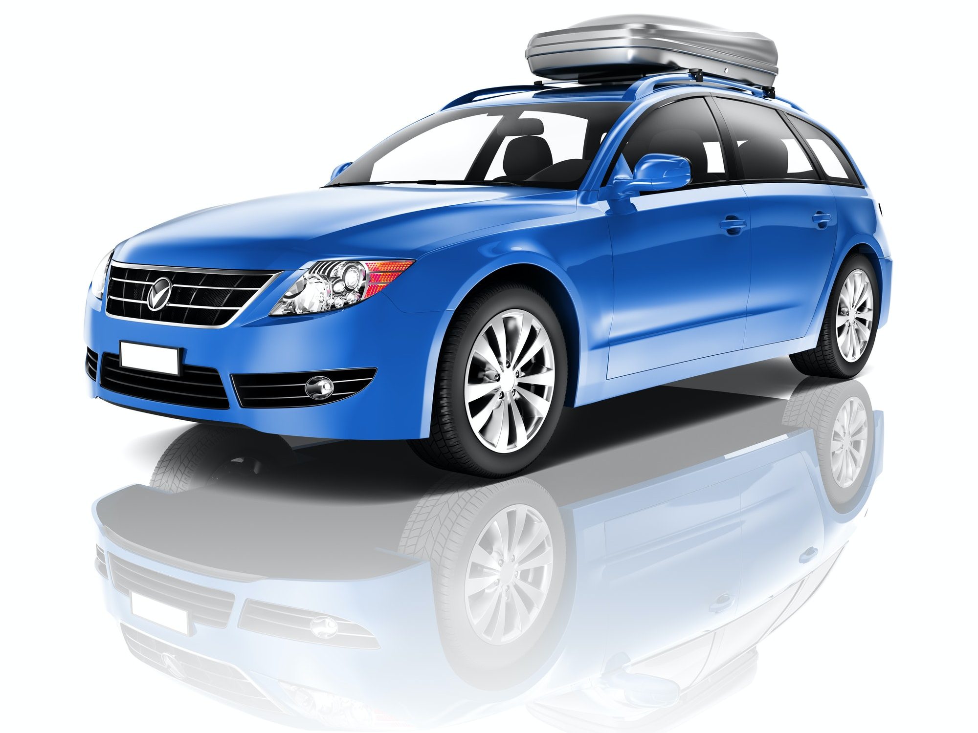 Three Dimensional Image of a Blue Car