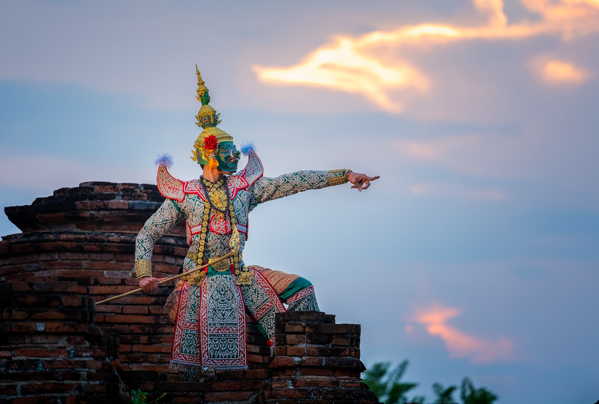 Art culture Thailand Dancing in masked khon in literature ramayana