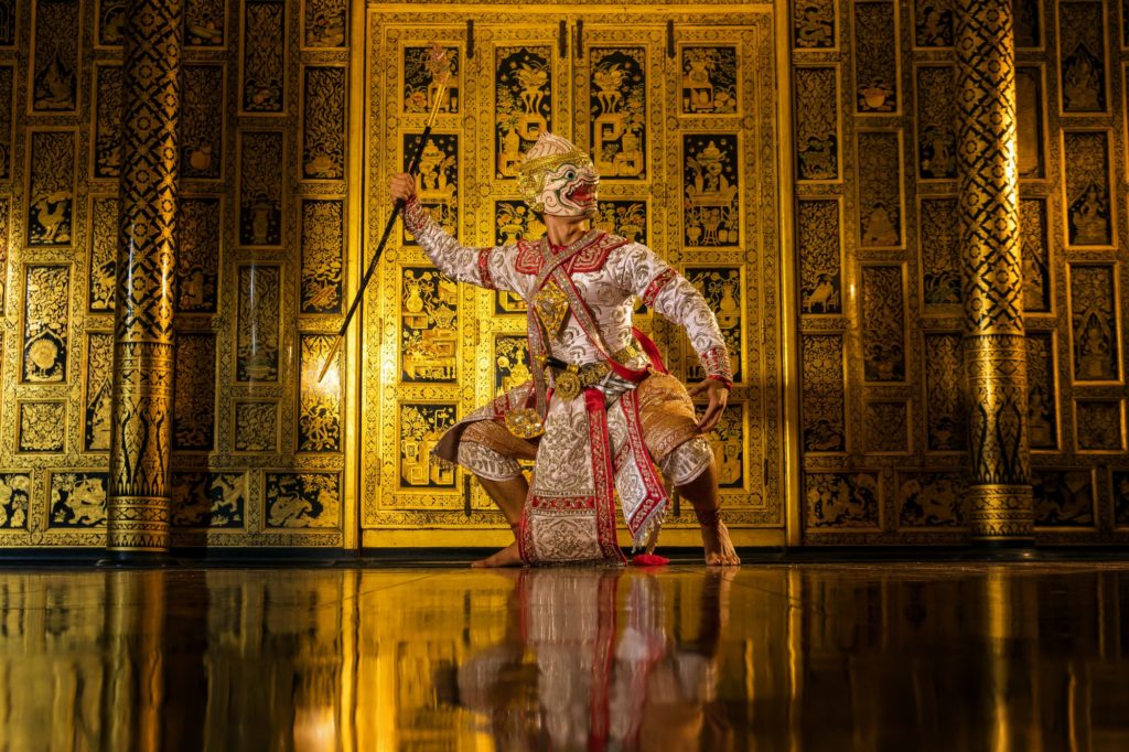 Khon, pantomime performances action of Thailand, a kind of Thai drama at Ayutthaya temple,