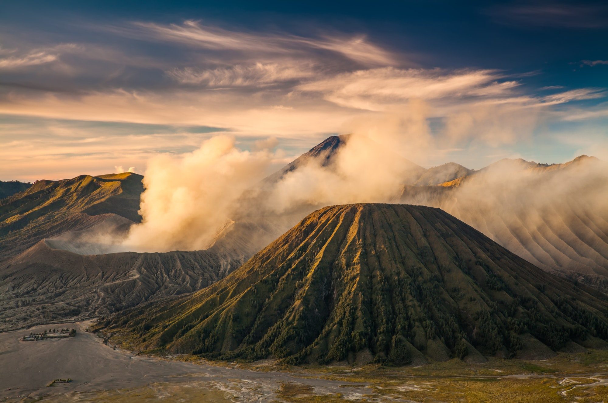 Mount Bromo volcano Gunung Bromo during sunrise Bromo, East Java, Indonesia.